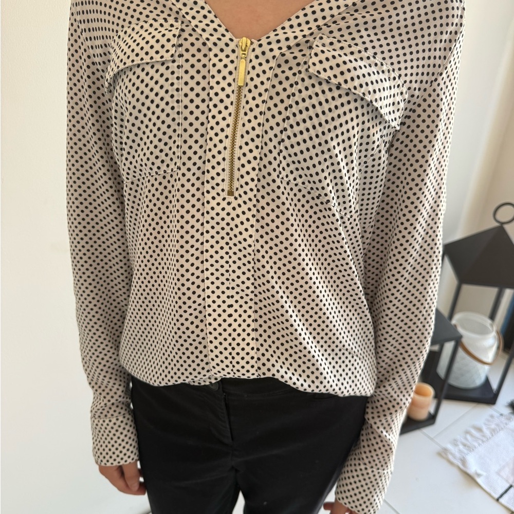 Express Black and White Polka Dot Blouse